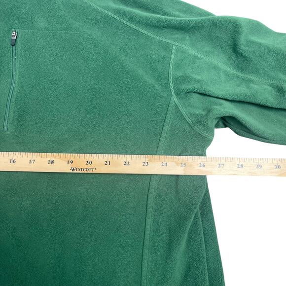 VTG LL Bean Green Fleece Sweatshirt Sz XXL Lightweight 1/4 Zip Chest Pocket SOFT - Picture 2 of 7